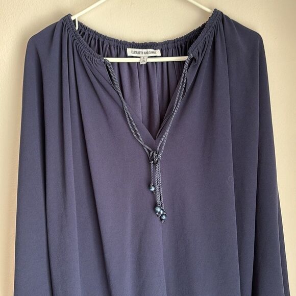 Elizabeth and James Women Solid oversize  Tunic Navy tassel Dress size small EUC - Picture 4 of 11